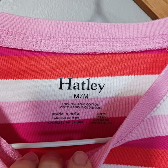 Hatley Organic Cotton Long Sleeve Pink Striped Pajama Set Women's Med - Picture 3 of 11